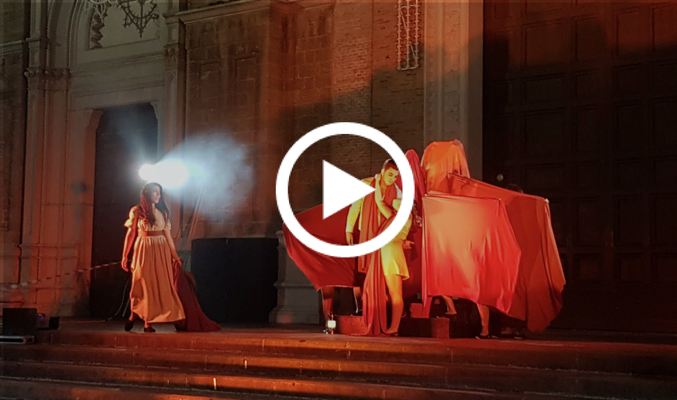 Per la prima volta in scena, sul sagrato del Duomo di Cerignola interpretata dalla compagnia Arterie Teatro, 'Dante e la Puglia - Quadri Viventi', evento originale voluto, progettato e realizzato dall'associazione artistico-culturale Motus.