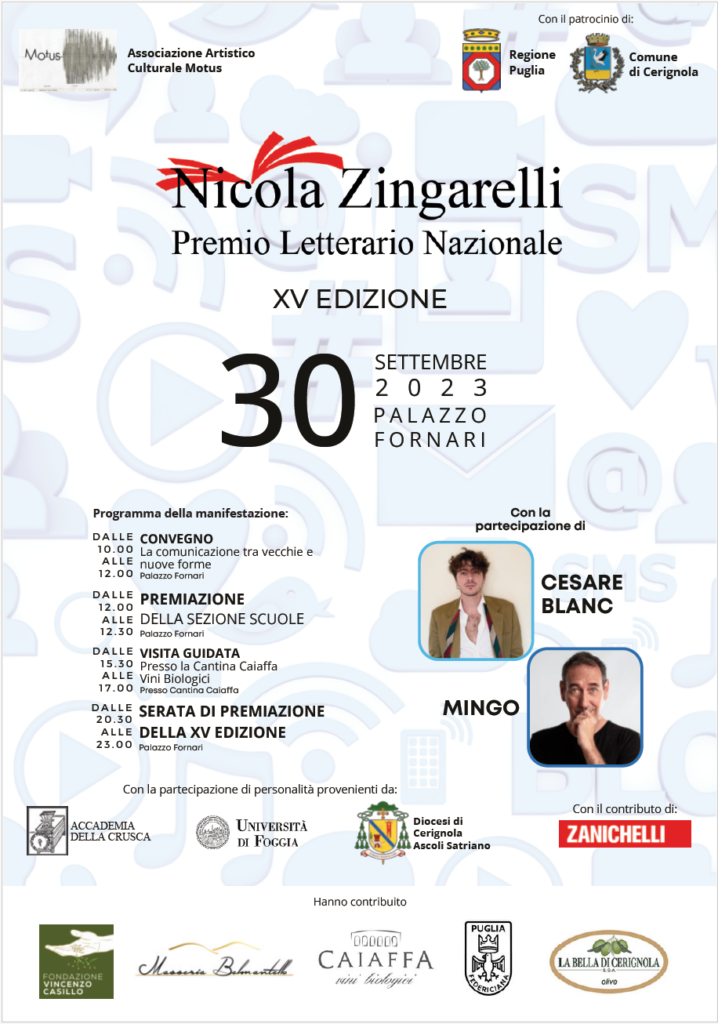 Quest’anno non solo libri e poesia sul palco del 30 settembre a Palazzo Fornari per il Premio Letterario Nazionale 'Zingarelli' ma anche musica, teatro, grandi ospiti e maggior coinvolgimento delle scuole.